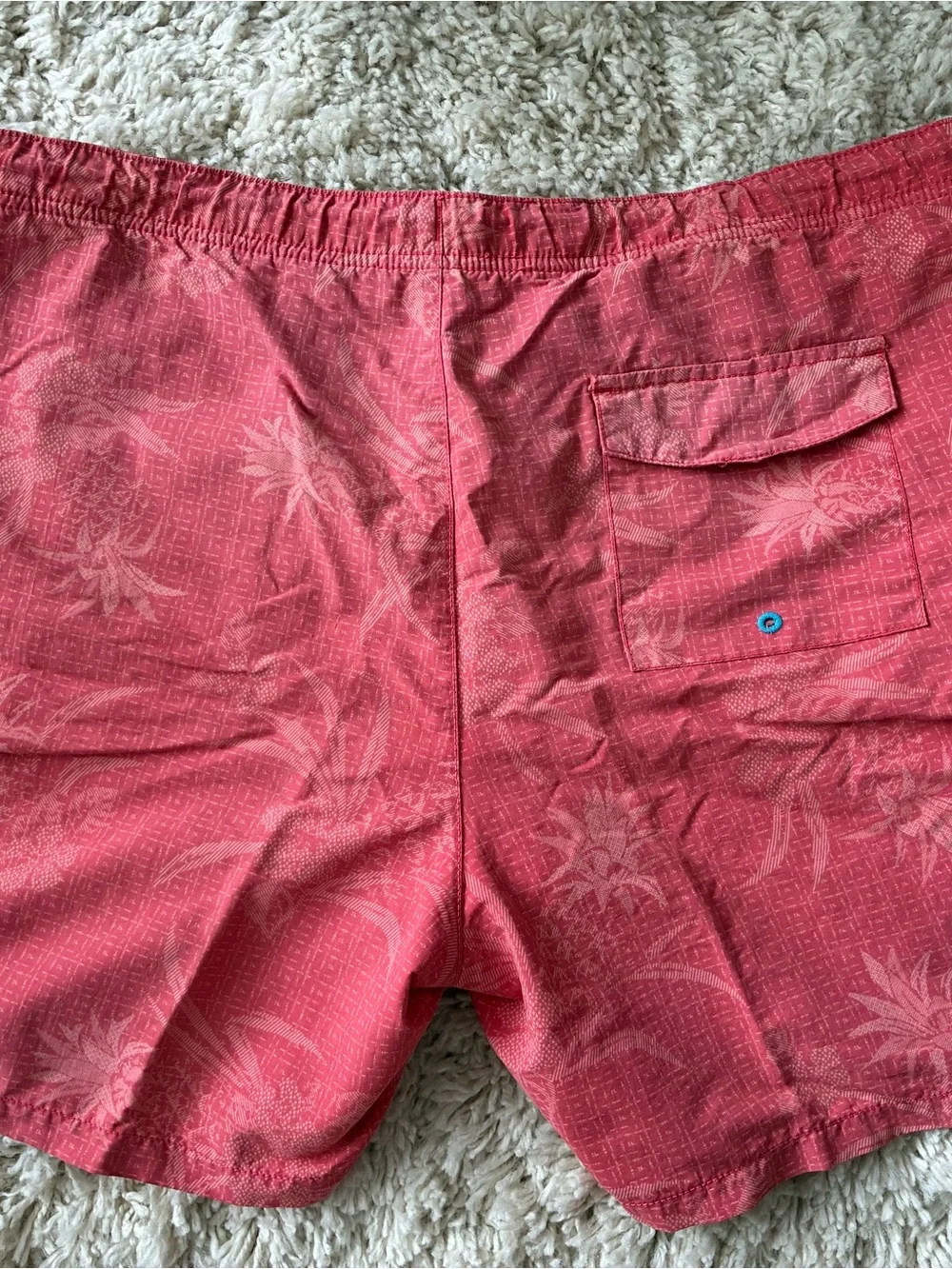 Tommy Bahama Coral Tropical-Print Swim Trunks with White Drawstring
